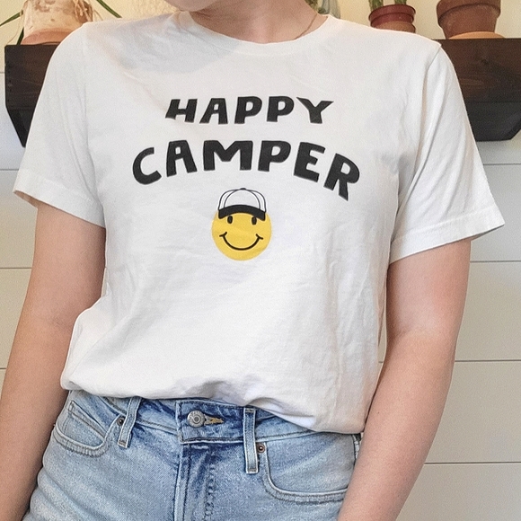 White Cotton Happy Camper Graphic Tee - Picture 2 of 2